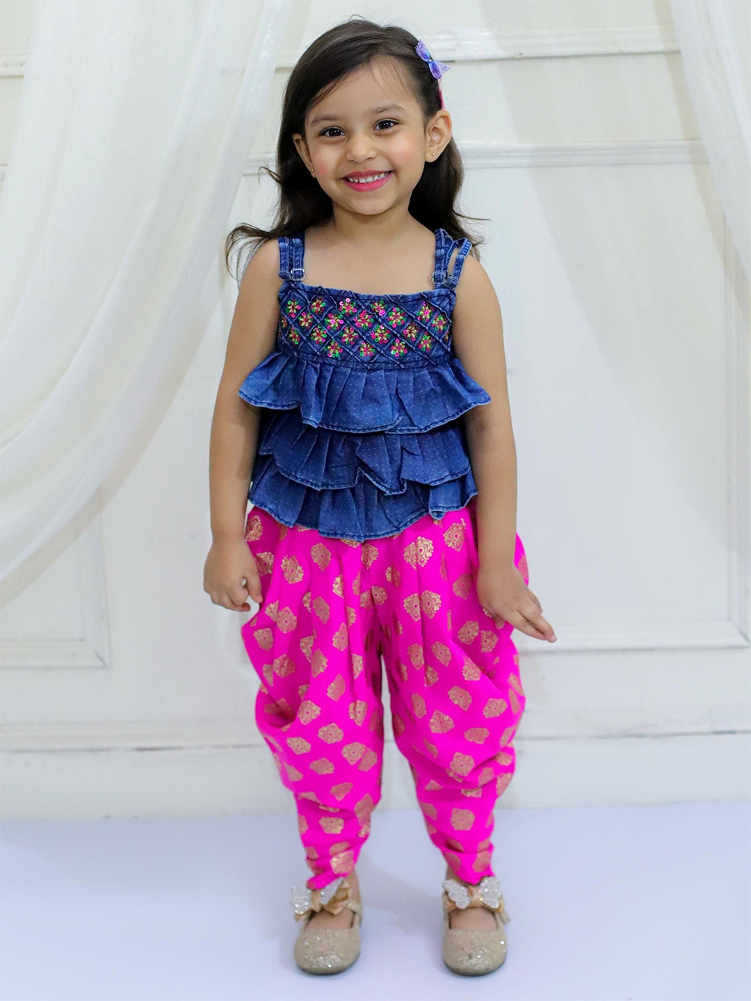 

Twisha Girls Printed Top with Dhoti Pants, Blue