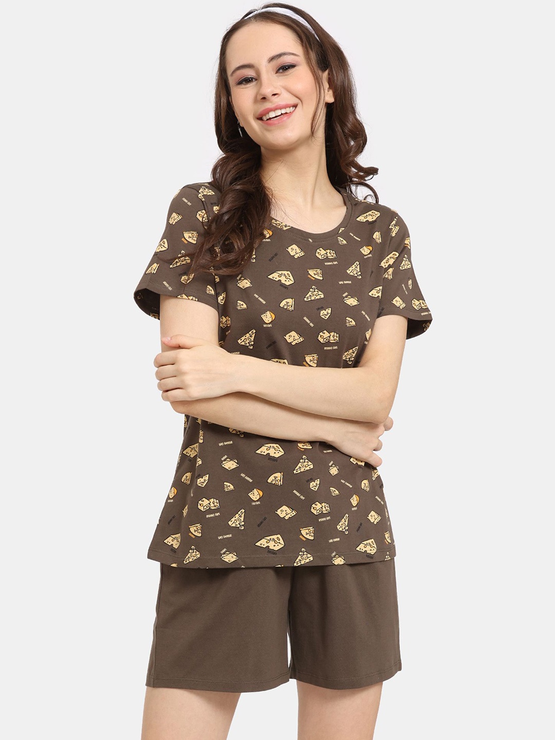 

Rosaline by Zivame Women Printed Night suit, Brown
