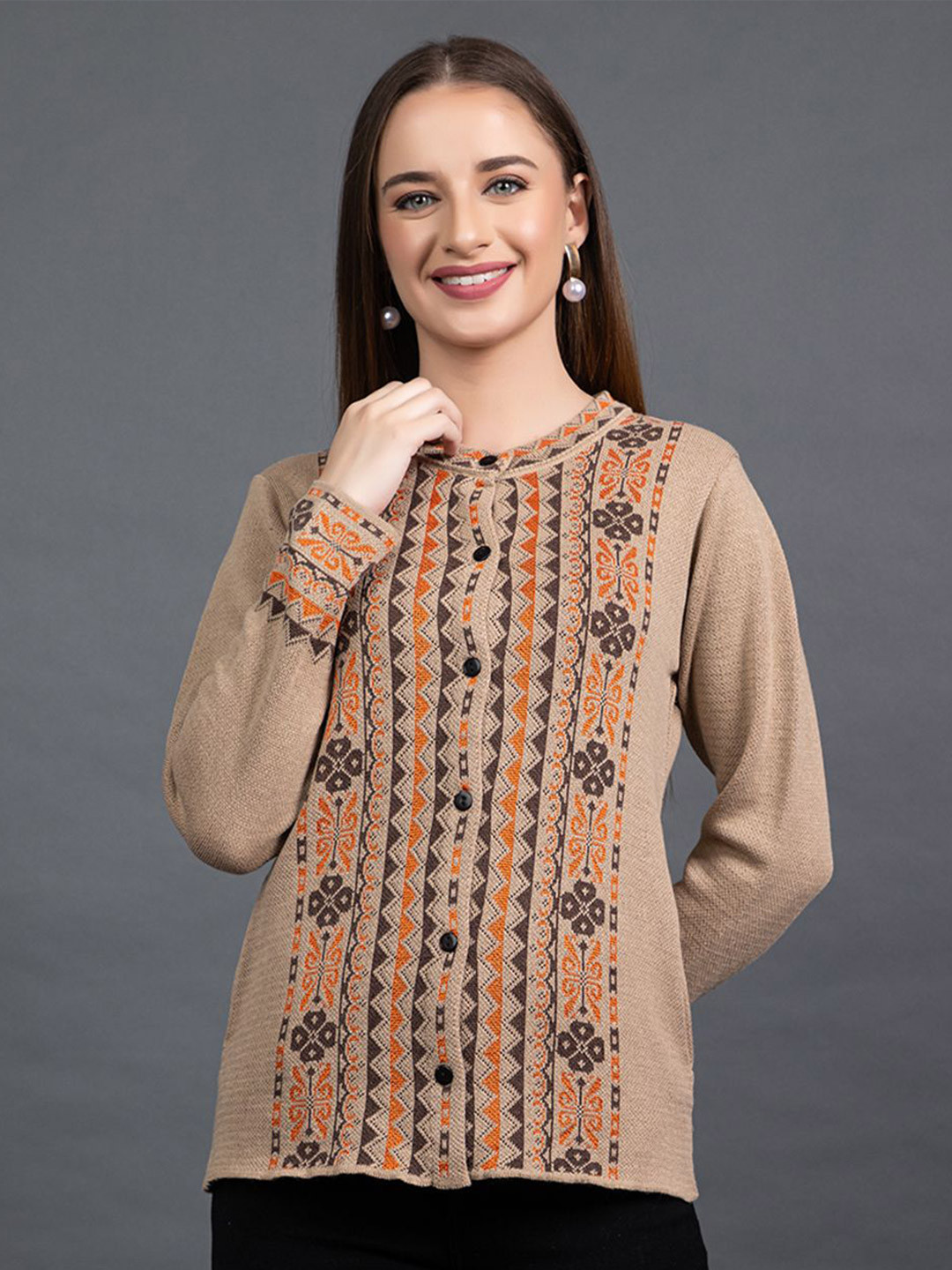 

Anouk Women Printed Cardigan, Beige