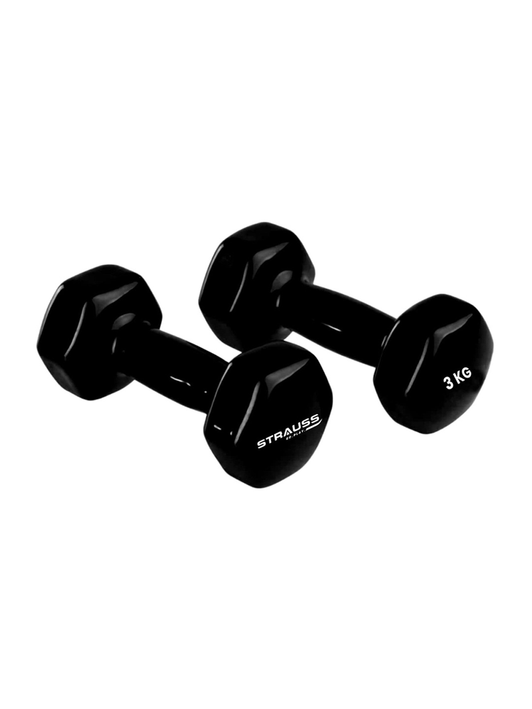 

STRAUSS Pack Of 2 Vinyl Dumbbells Set 3kg Each, Black