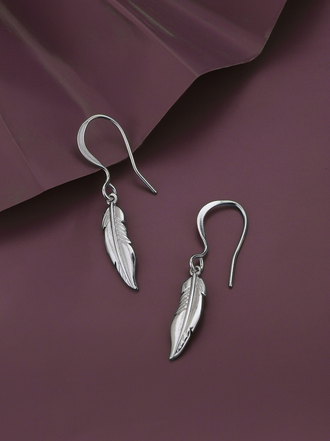 

Carlton London Rhodium Plated Dangling Leaf Drop Earrings, Silver