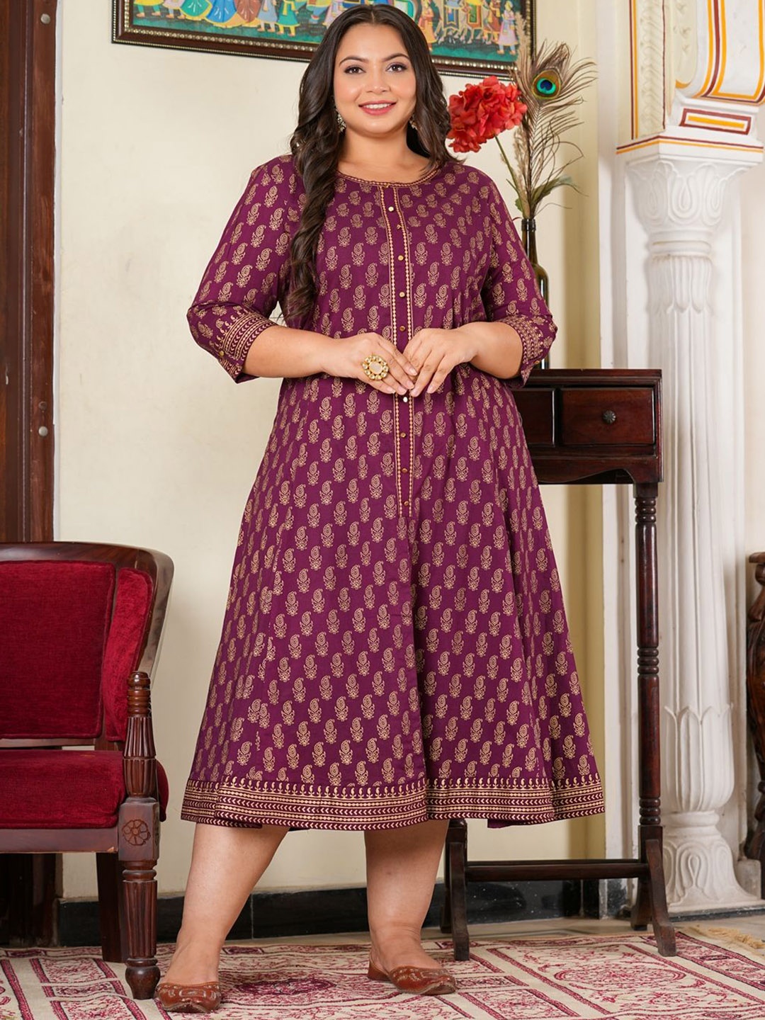 

YASH GALLERY Women Floral Printed Anarkali Kurta, Purple