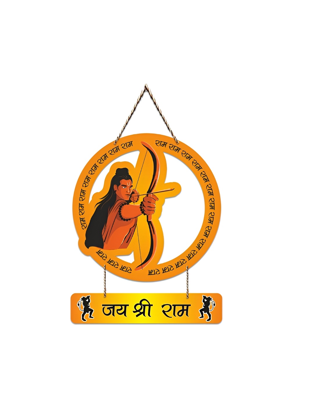 

CLAWCRAFTS Orange coloured & Black Religious Wooden Wall Hanging
