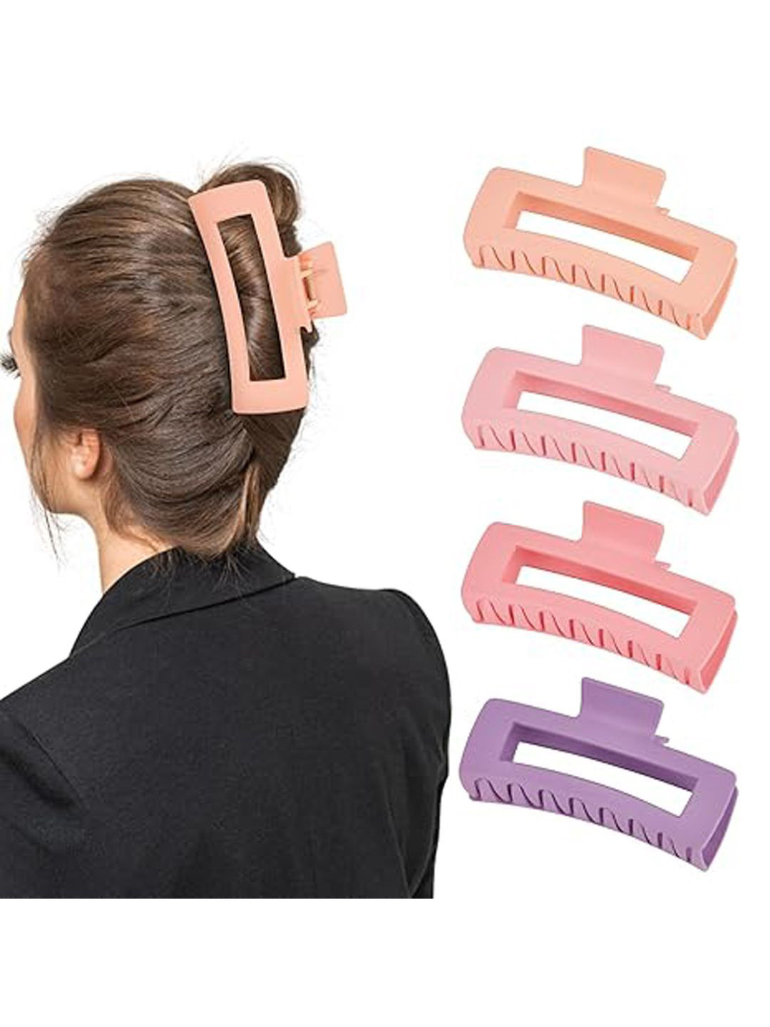 

Softwrap Set Of 4 Women Claw Clip, Peach