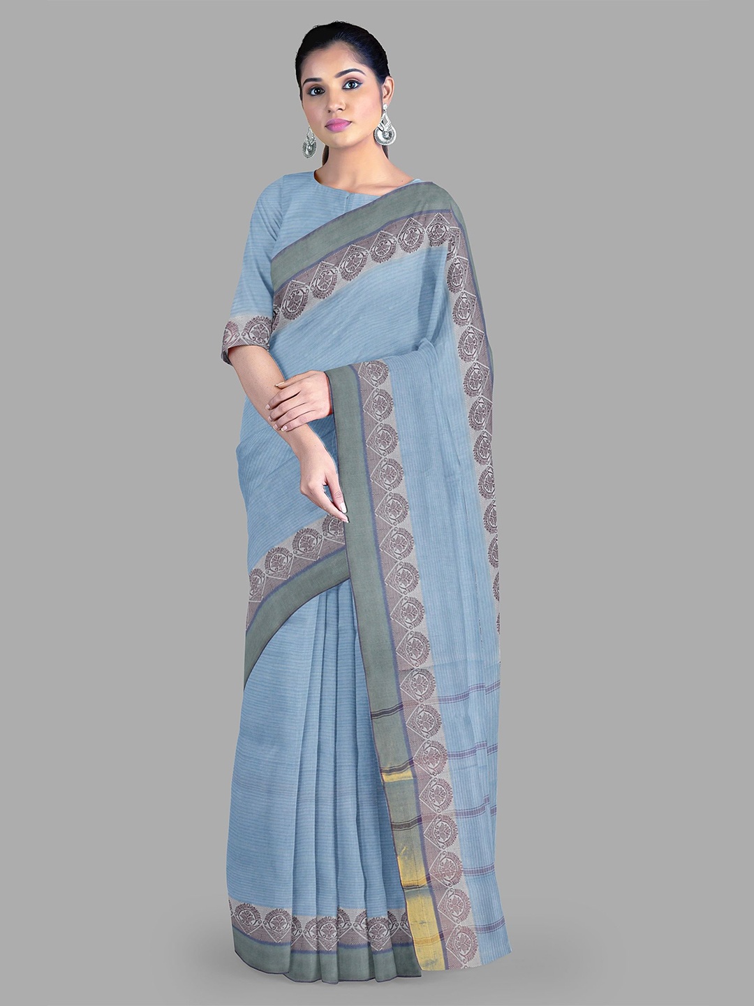 

The Chennai Silks Striped Woven Design Gadwal Saree, Blue