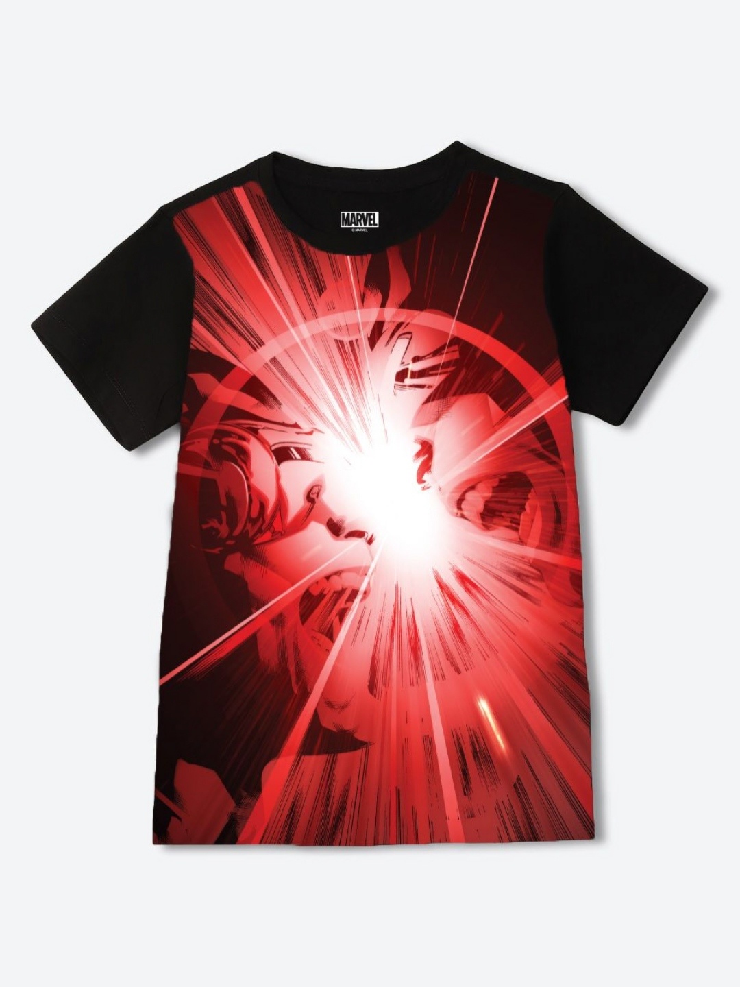 

YK Marvel Boys Graphic Printed Round Neck Cotton T-shirt, Red