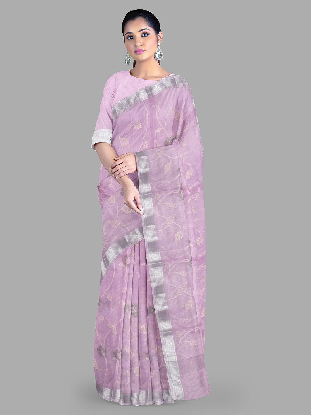 

The Chennai Silks Ethnic Motif Embroidered Kota Saree, Pink