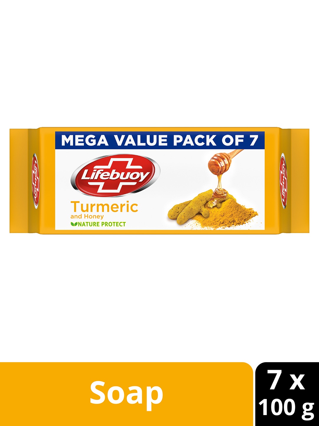 

Lifebuoy Set Of 7 Nature protect Turmeric & Honey Soap - 100g Each, Yellow