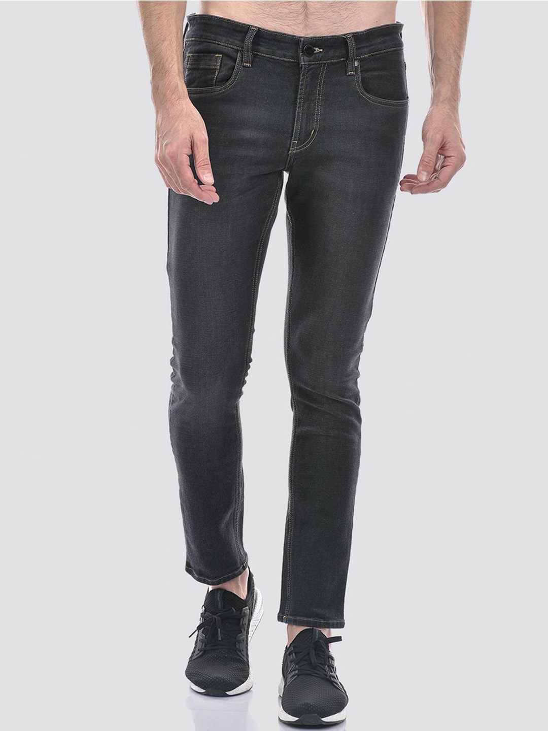 

Numero Uno Men Super Skinny Fit Low-Rise Light Fade Stretchable Jeans, Grey