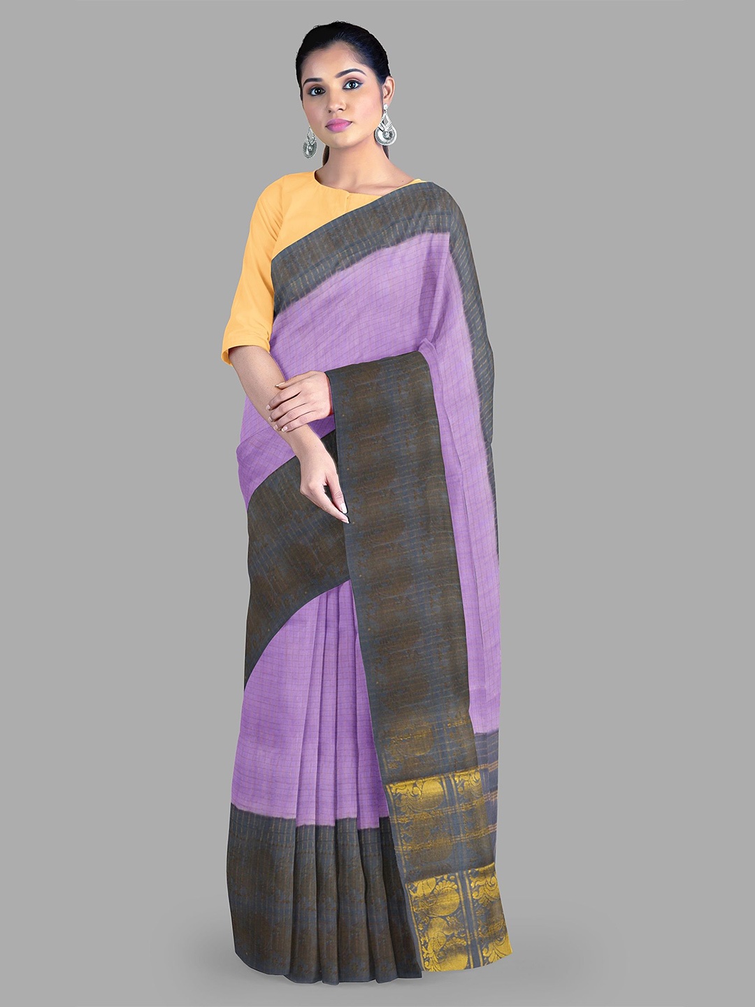 

The Chennai Silks Checked printed Pure Cotton Sungudi Saree, Lavender