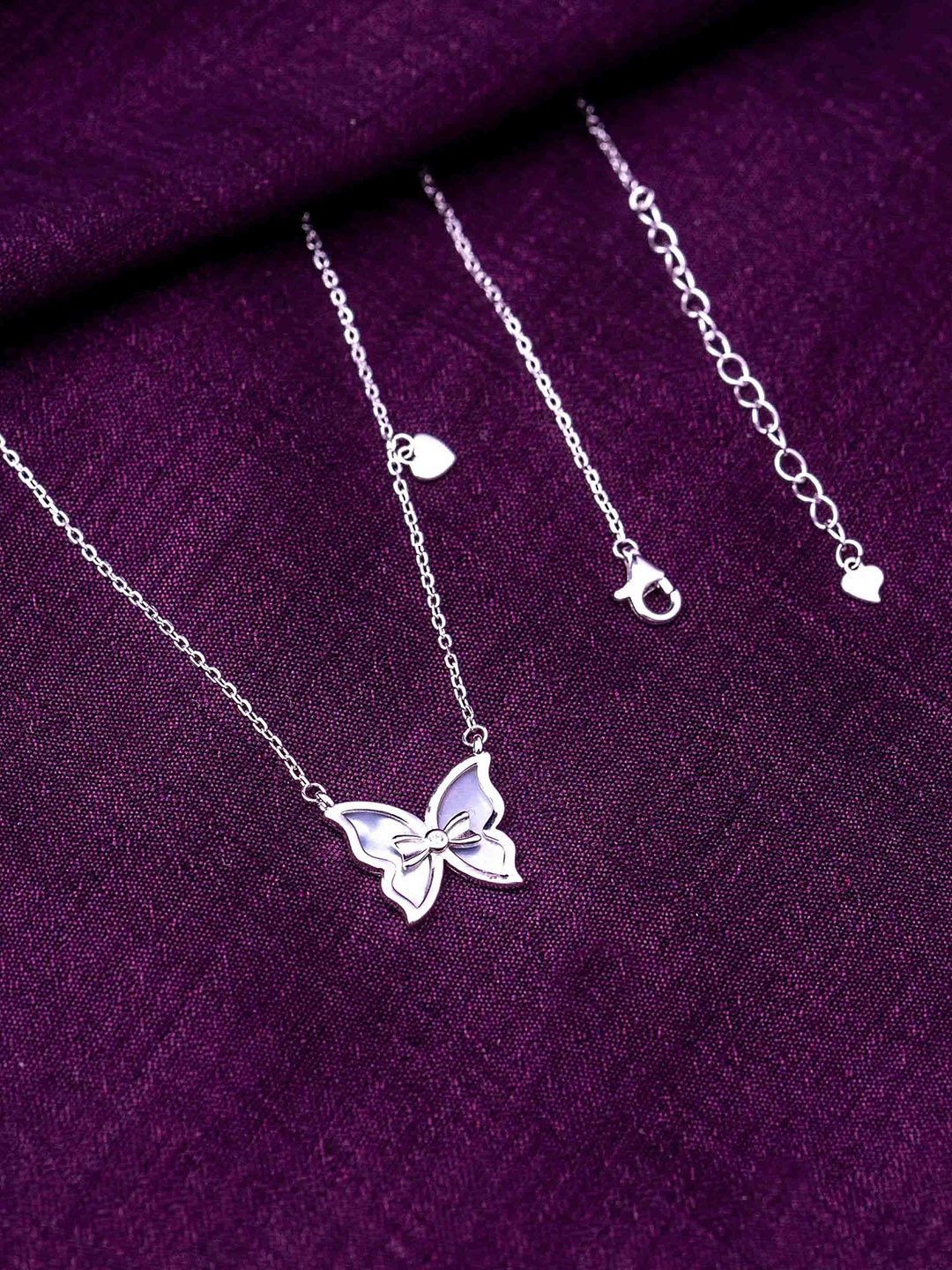 

STERLYN Rhodium-Plated Feather Shaped Pendants with Chains, Silver
