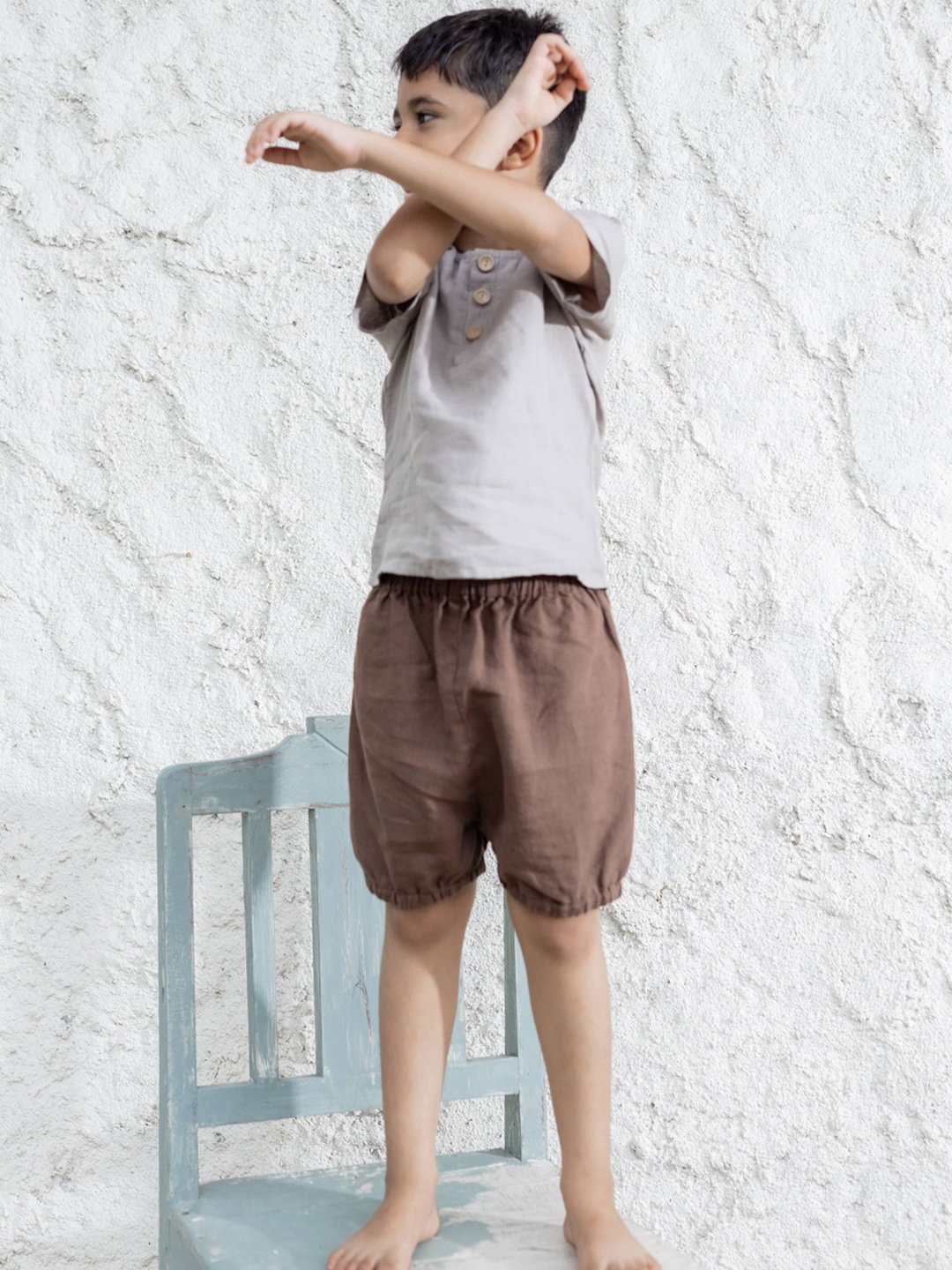 

CHI LINEN CLOTHING Boys Solid Shorts, Grey