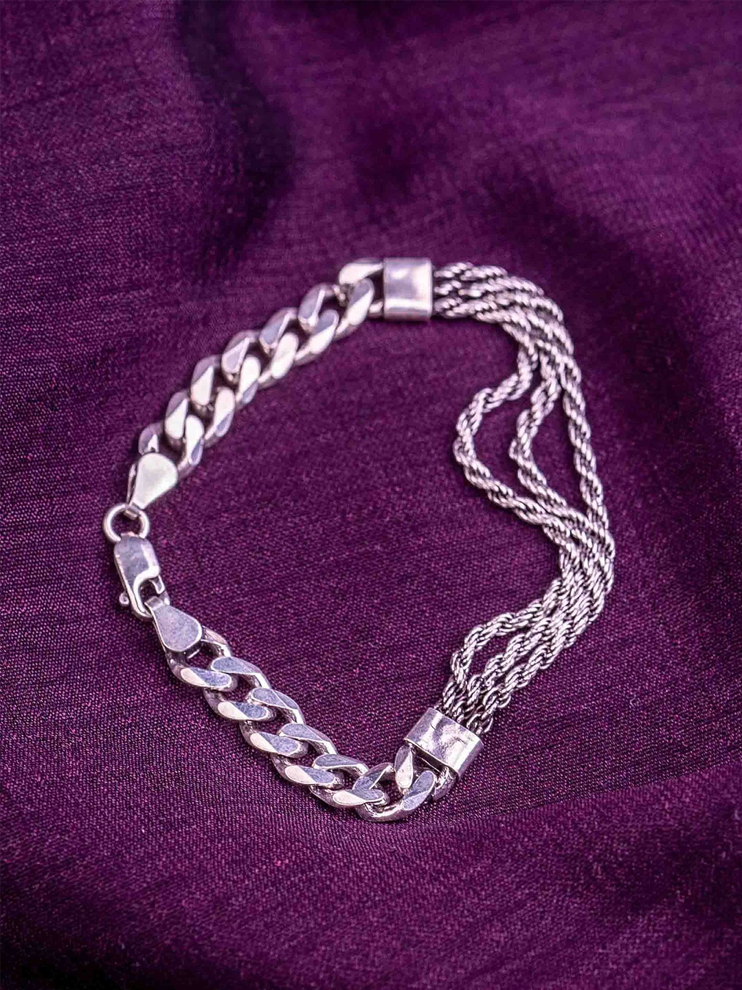 

STERLYN Women Sterling Silver Rhodium-Plated Link Bracelet