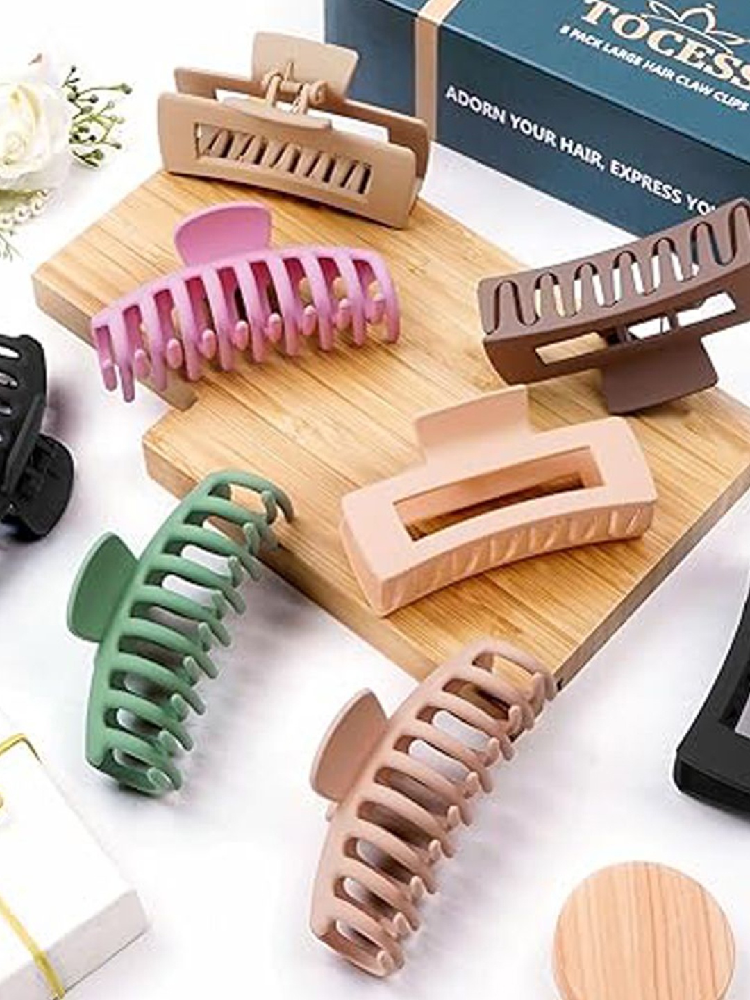 

Xivir Set Of 8 Women Claw Clip, Brown