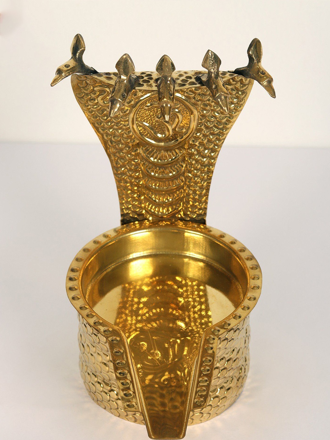 

Exotic India Brass Abhishek Patra With Serpent, Gold