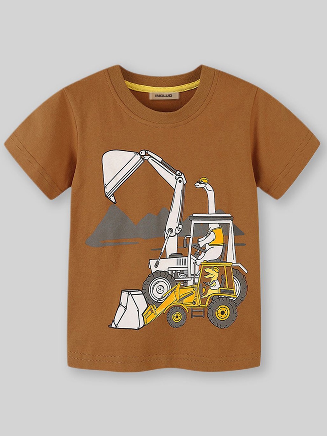 

INCLUD Boys Printed Applique T-shirt, Brown