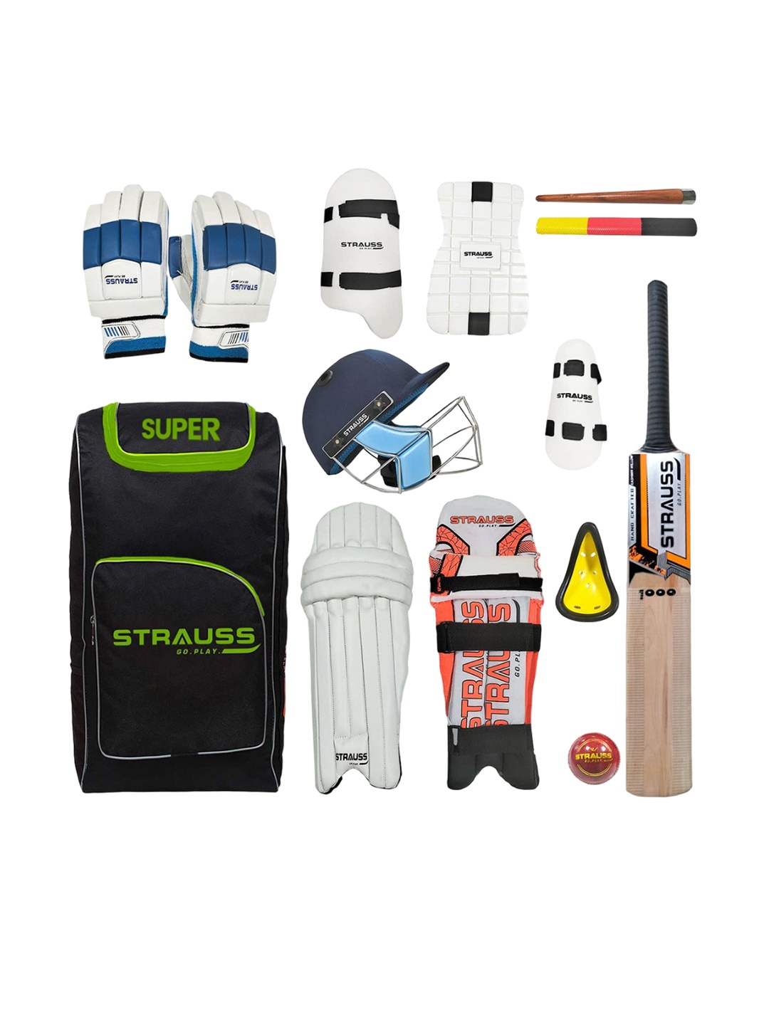 

STRAUSS 12-Pcs Ball Cricket Kit Accessories, White