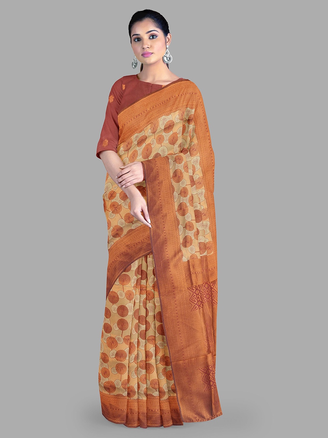 

The Chennai Silks Women Ethnic Motifs Bhagalpuri Saree, Copper