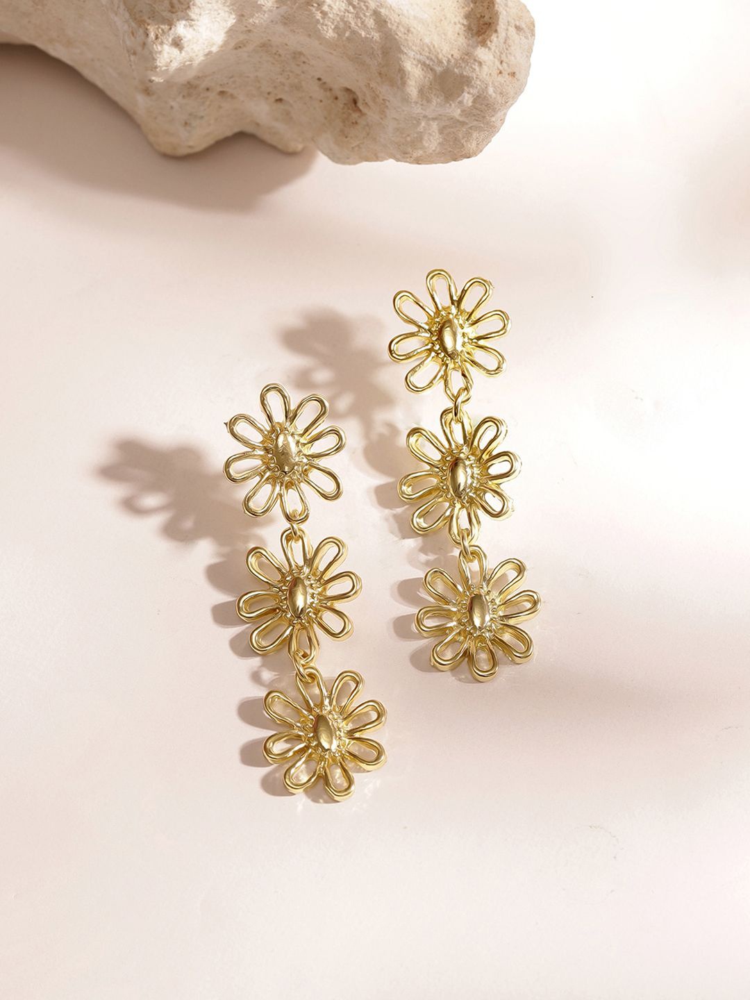 

Priyaasi Gold Plated Floral Drop Earrings