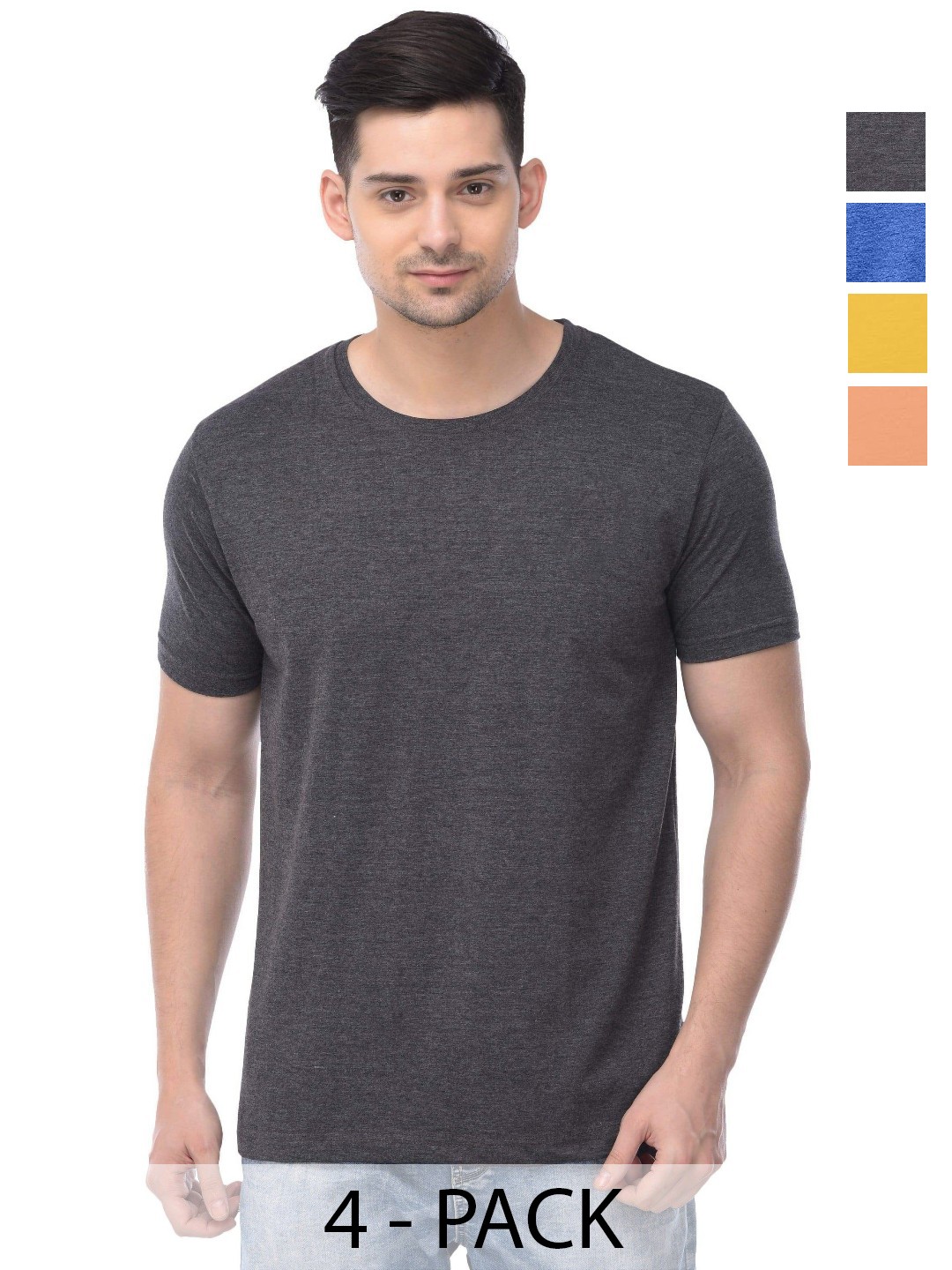 

COLOR CAPITAL Unisex Pack Of 4 Cotton T-Shirts, Yellow
