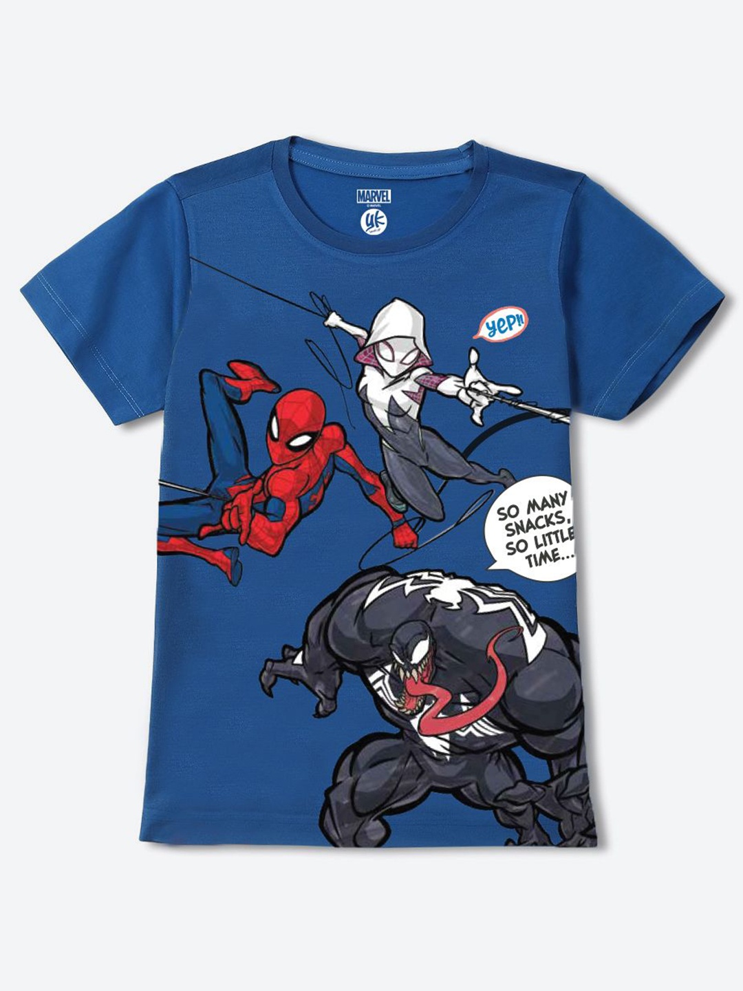 

YK Marvel Boys Graphic Printed Round Neck Cotton T-shirt, Blue