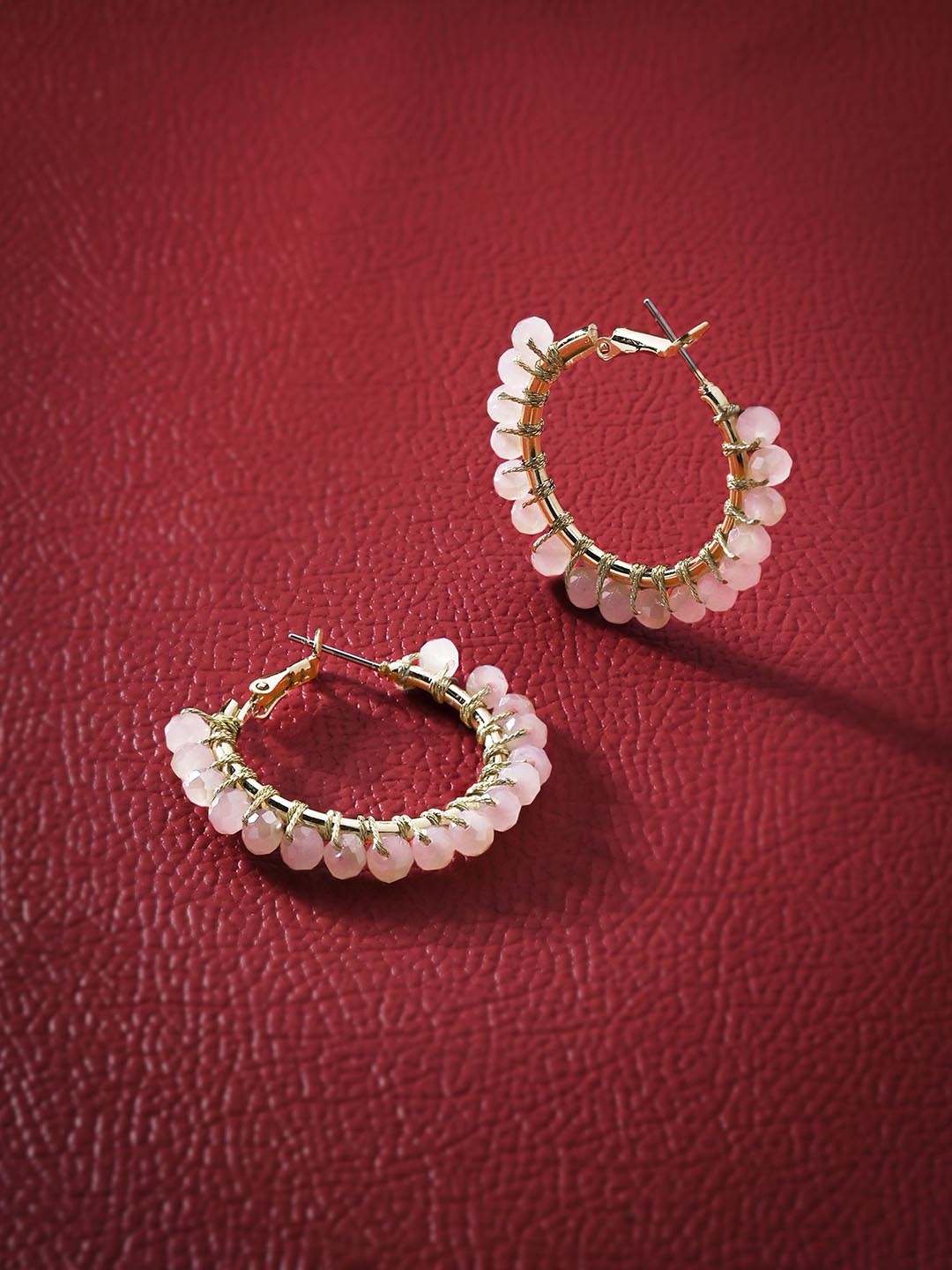 

Accessorize London Circular Artificial Beads Hoop Earrings, Pink