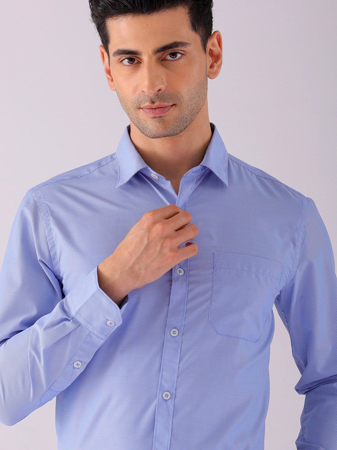 

The Indian Garage Co. X Luxe Men Spread Collar Solid Slim Fit Formal Shirt, Blue