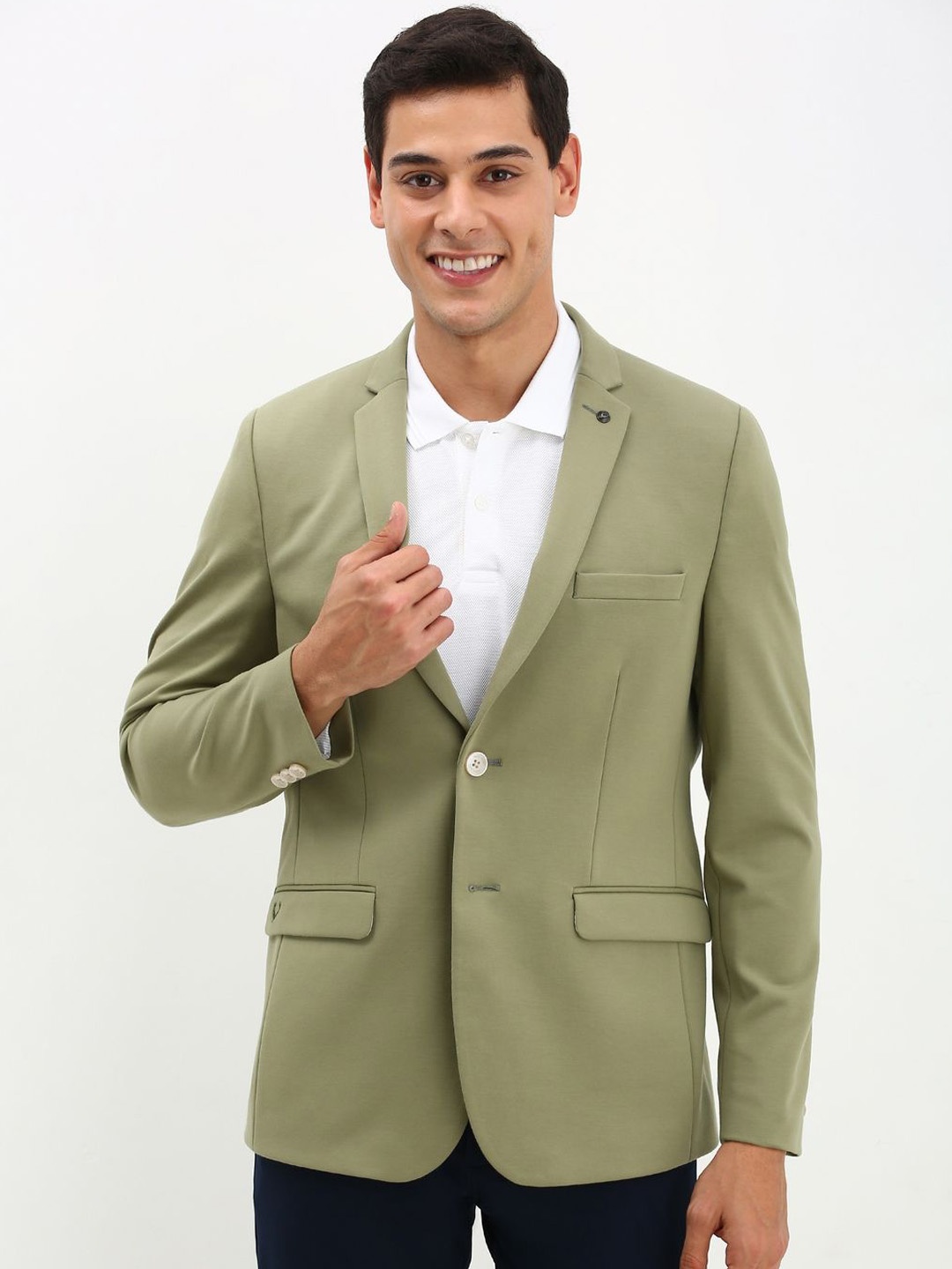 

Allen Solly Slim-Fit Single Breasted Blazer, Olive