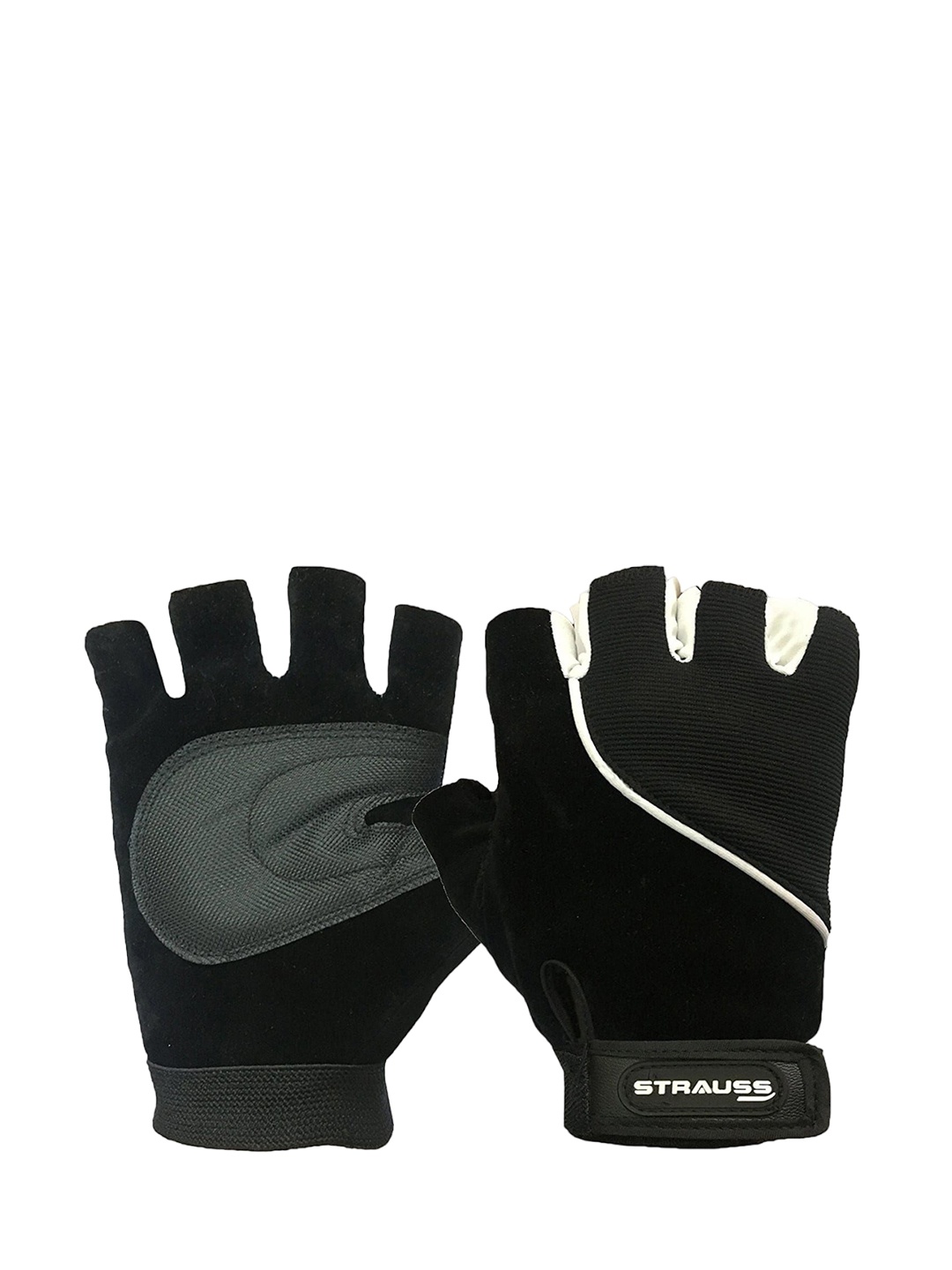 

STRAUSS Set Of 2 Printed Gym Gloves Sports Accessories, Black