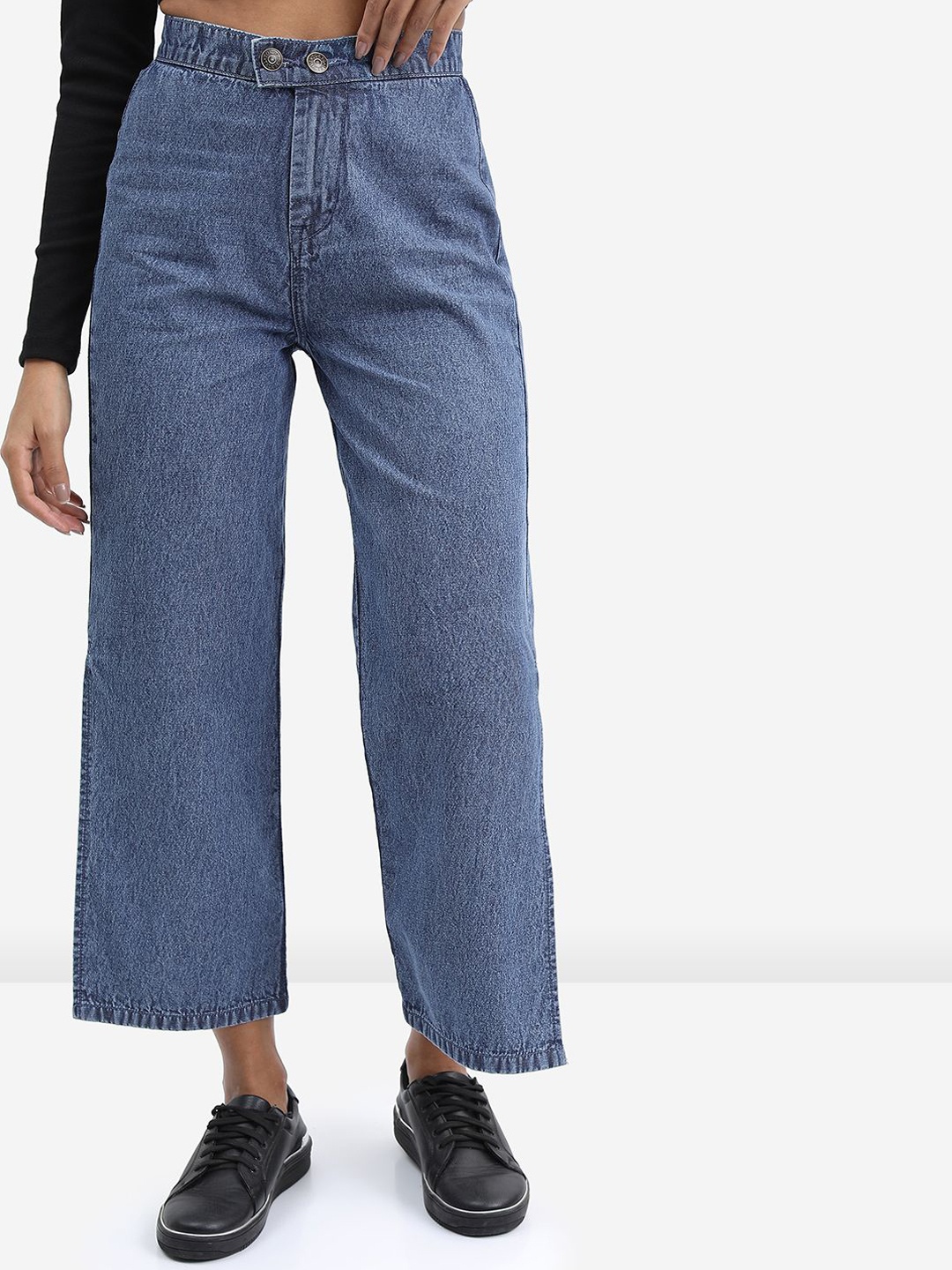 

Tokyo Talkies Women Straight Fit Cropped Jeans, Blue