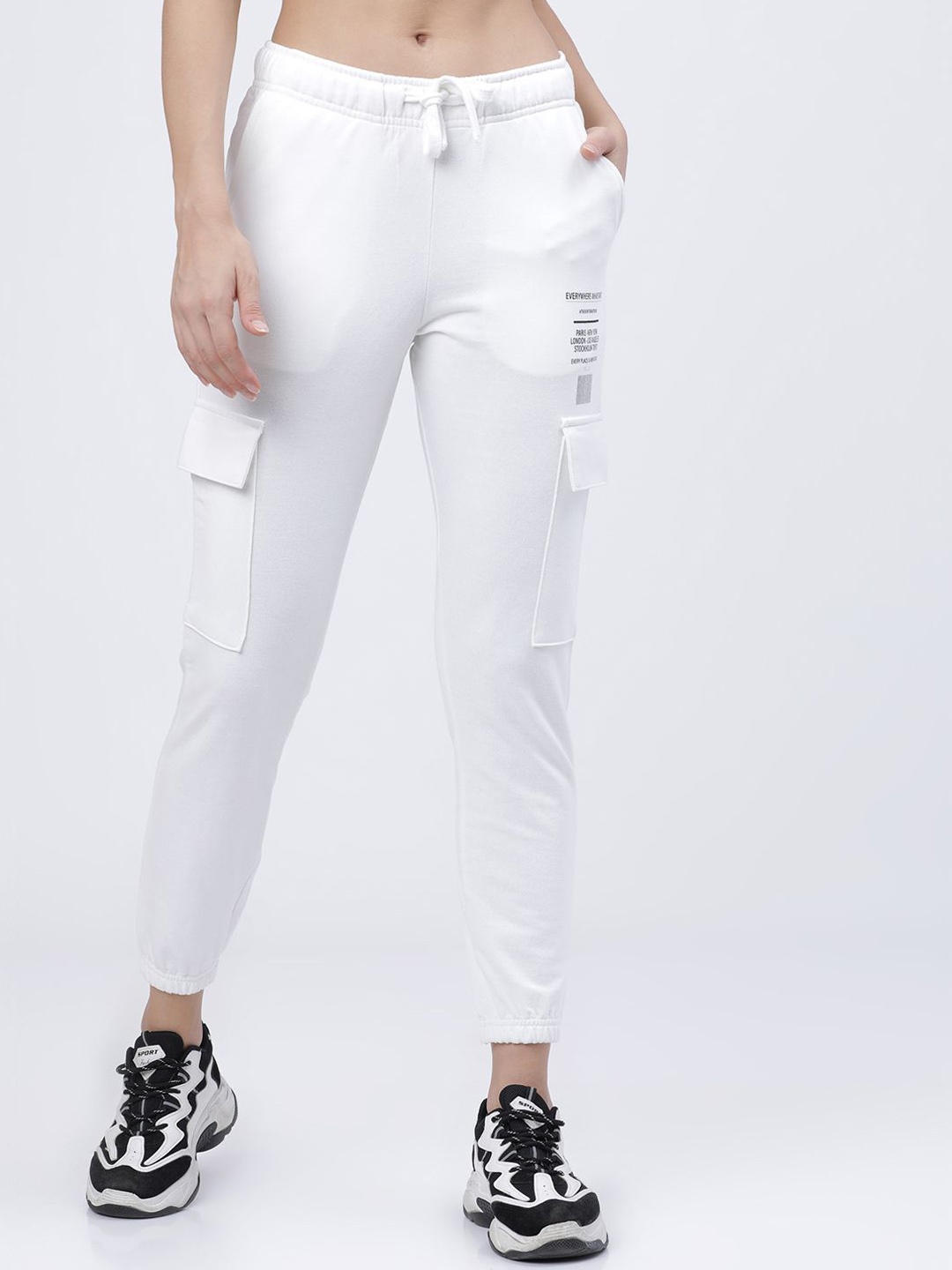 

Tokyo Talkies Women Slim-Fit Joggers, White