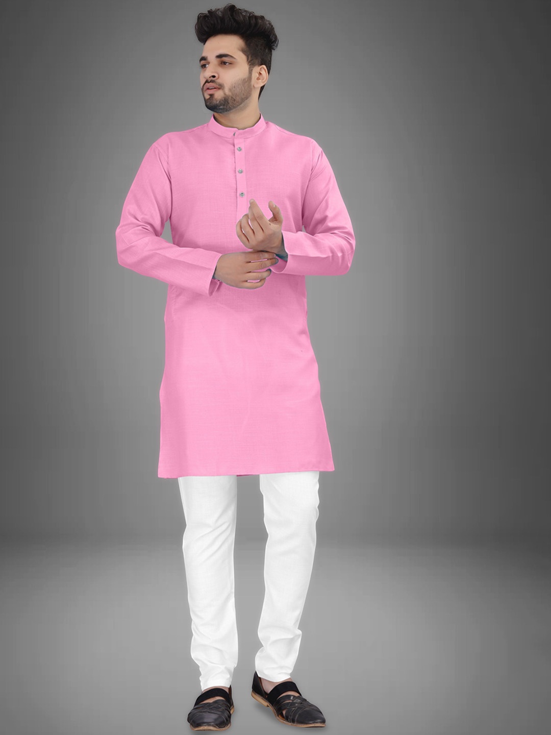 

trustous Men Regular Pure Cotton Kurta with Pyjamas, Pink
