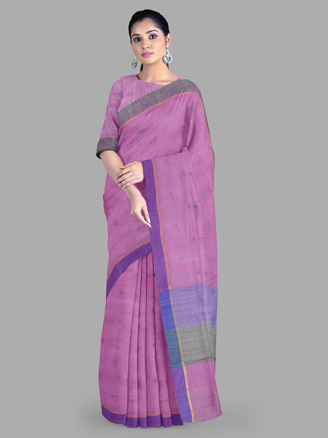 

The Chennai Silks jute Ethnic Motifs Cotton Saree with blouse piece, Purple