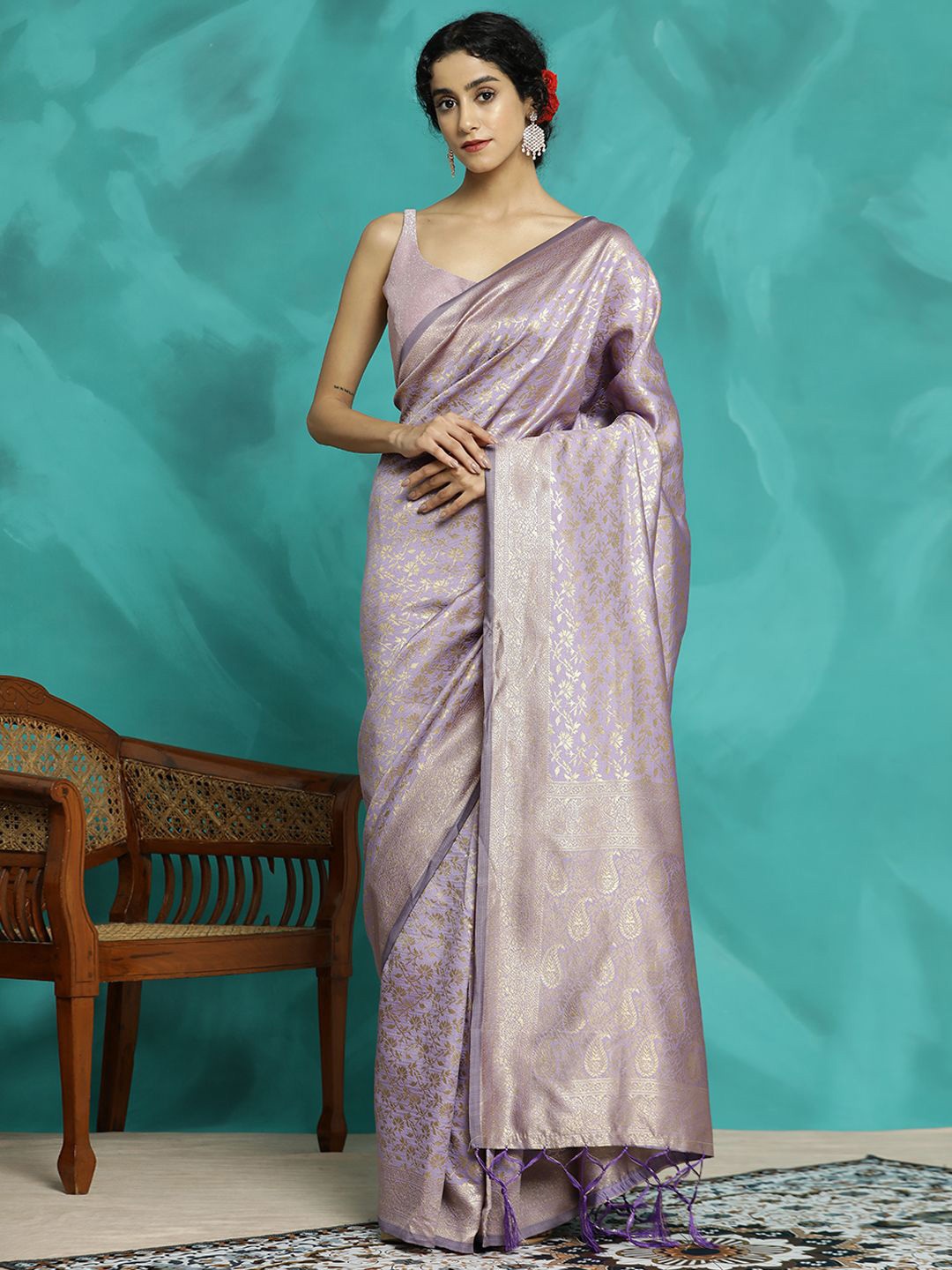 

Jaipur Kurti Zari Woven Design Heavy Banarasi Saree, Violet