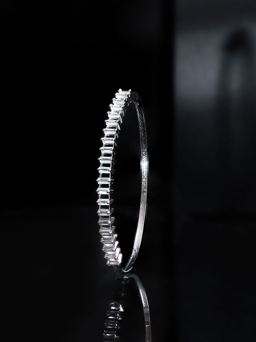 

Priyaasi Silver Plated American Diamond Cuff Bracelet