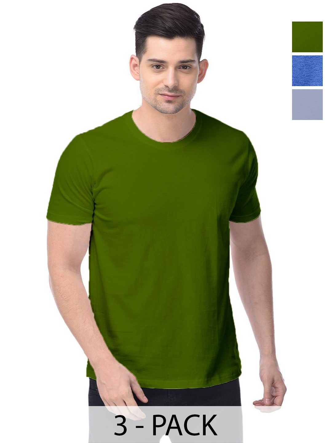 

COLOR CAPITAL Unisex Pack Of 3 Cotton T-Shirts, Green
