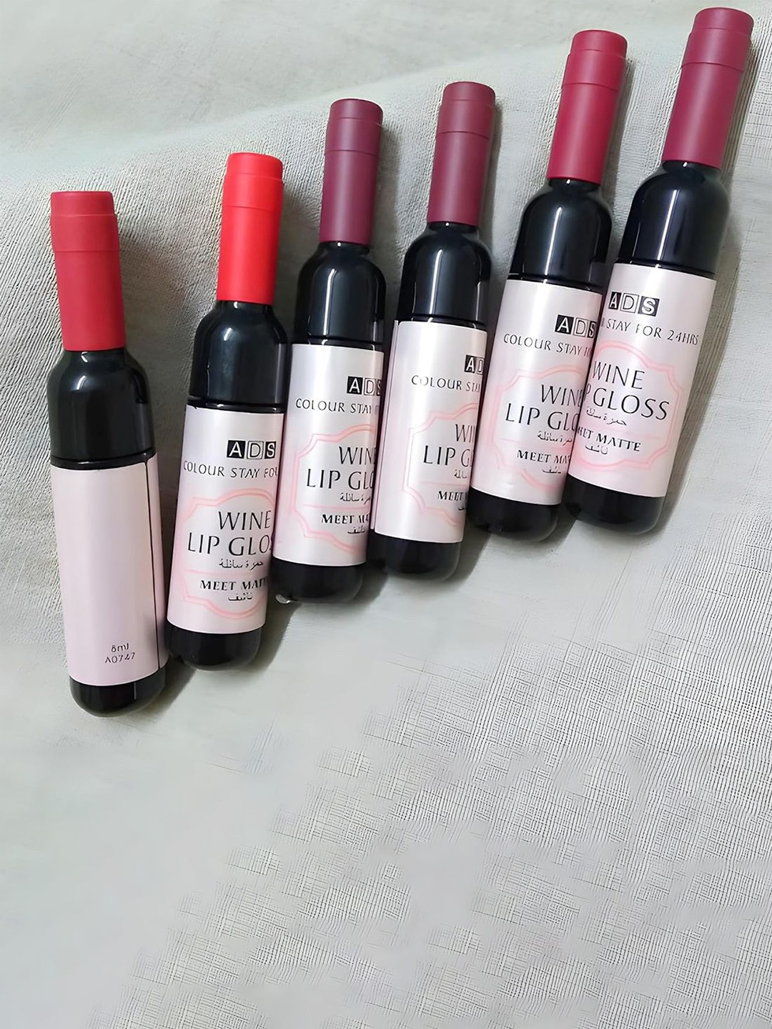

A.D.S Set of 6 Wine Lip Tint Long-Lasting Lipsticks 8 ml each - Shade A, Red