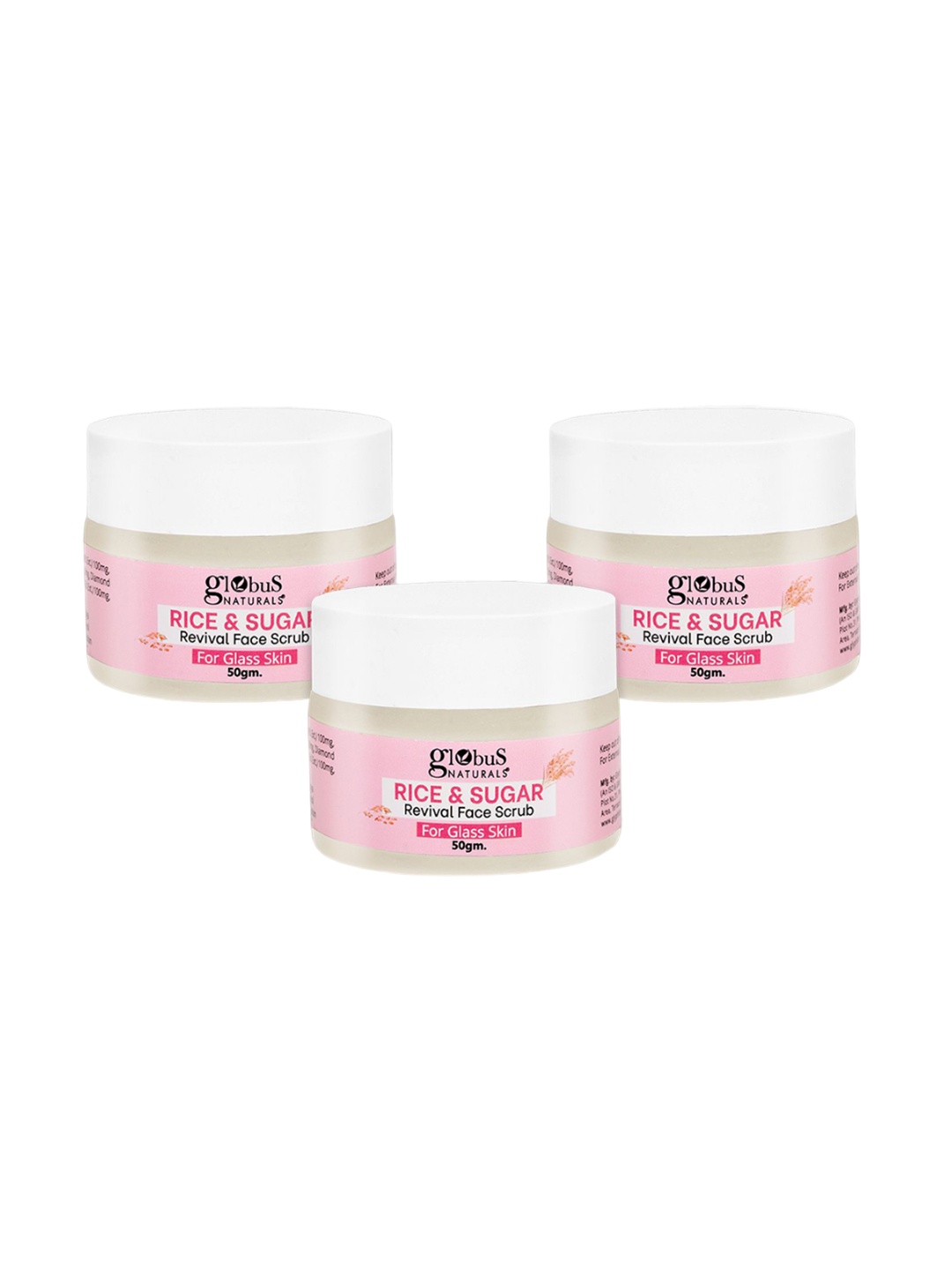 

Globus naturals Set Of 3 Rice & Sugar Revival Face Scrub-50 gm Each, White