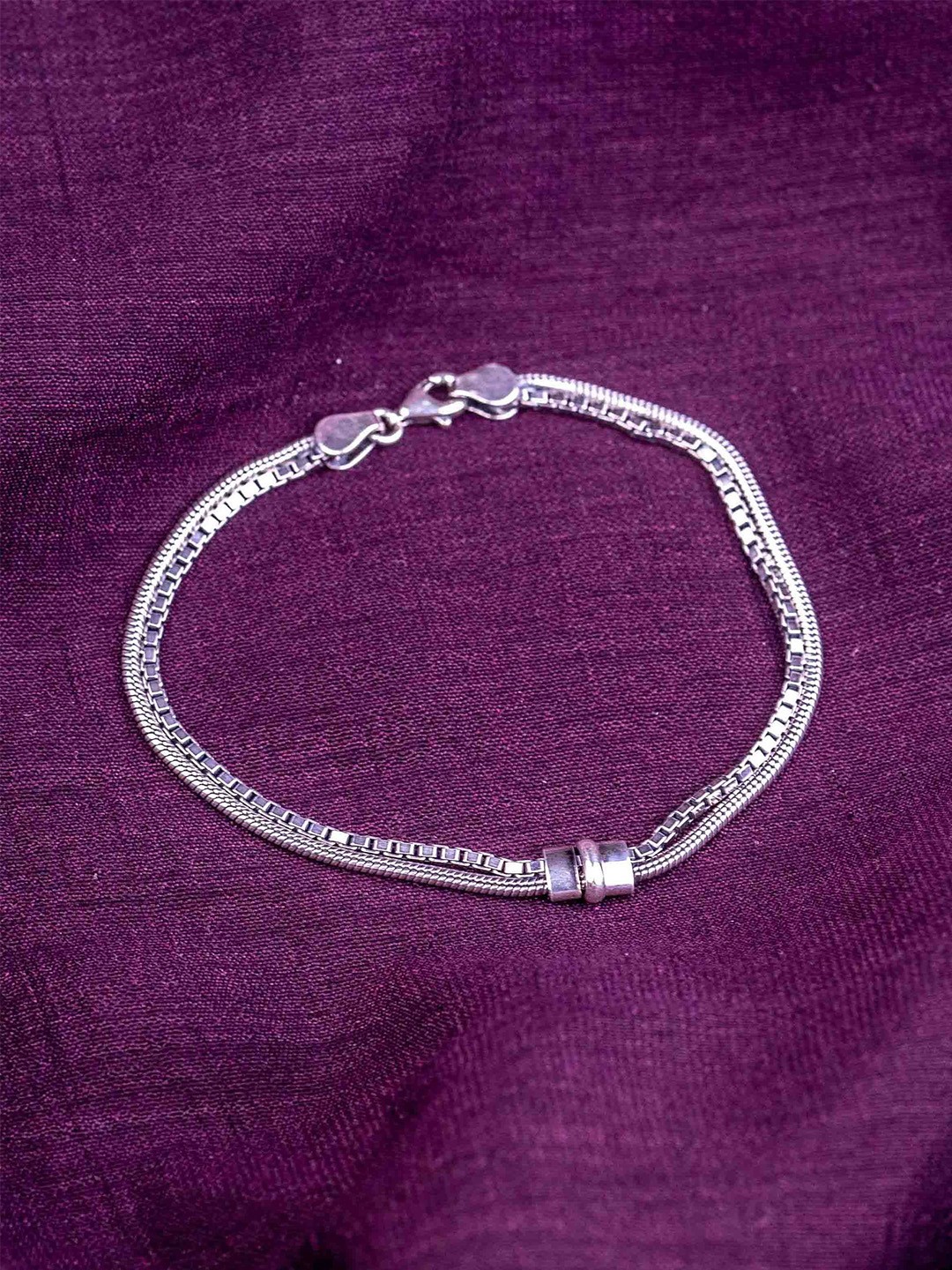 

STERLYN Women Sterling Silver Rhodium-Plated Link Bracelet
