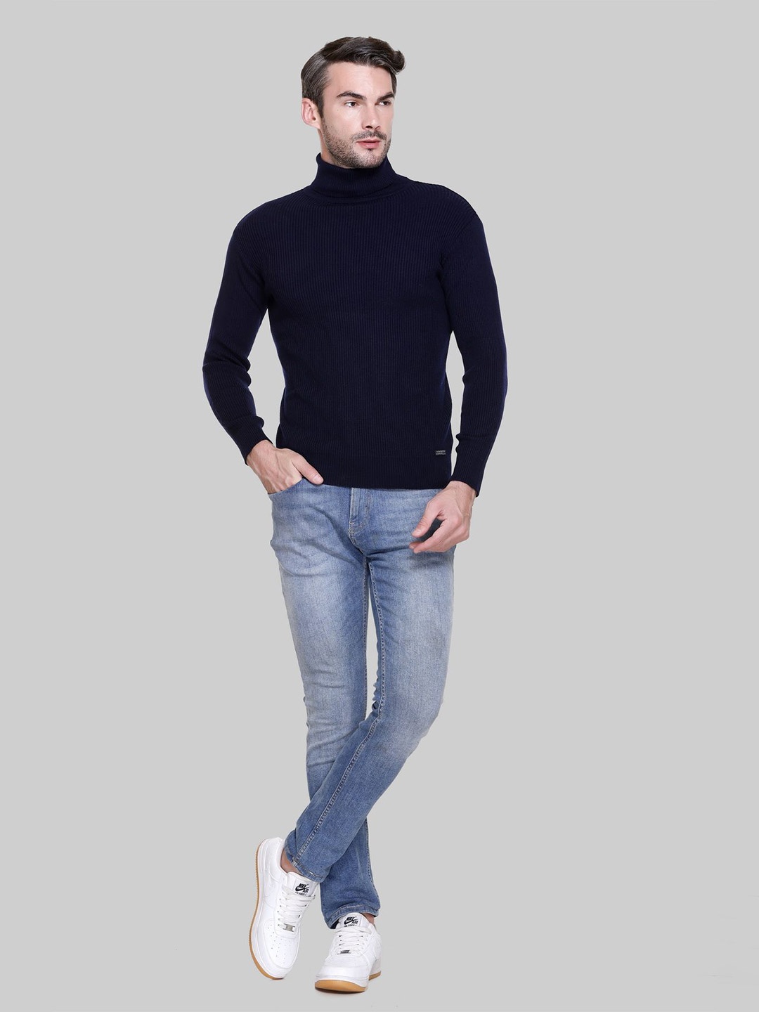 

513 Men Ribbed Pullover, Navy blue