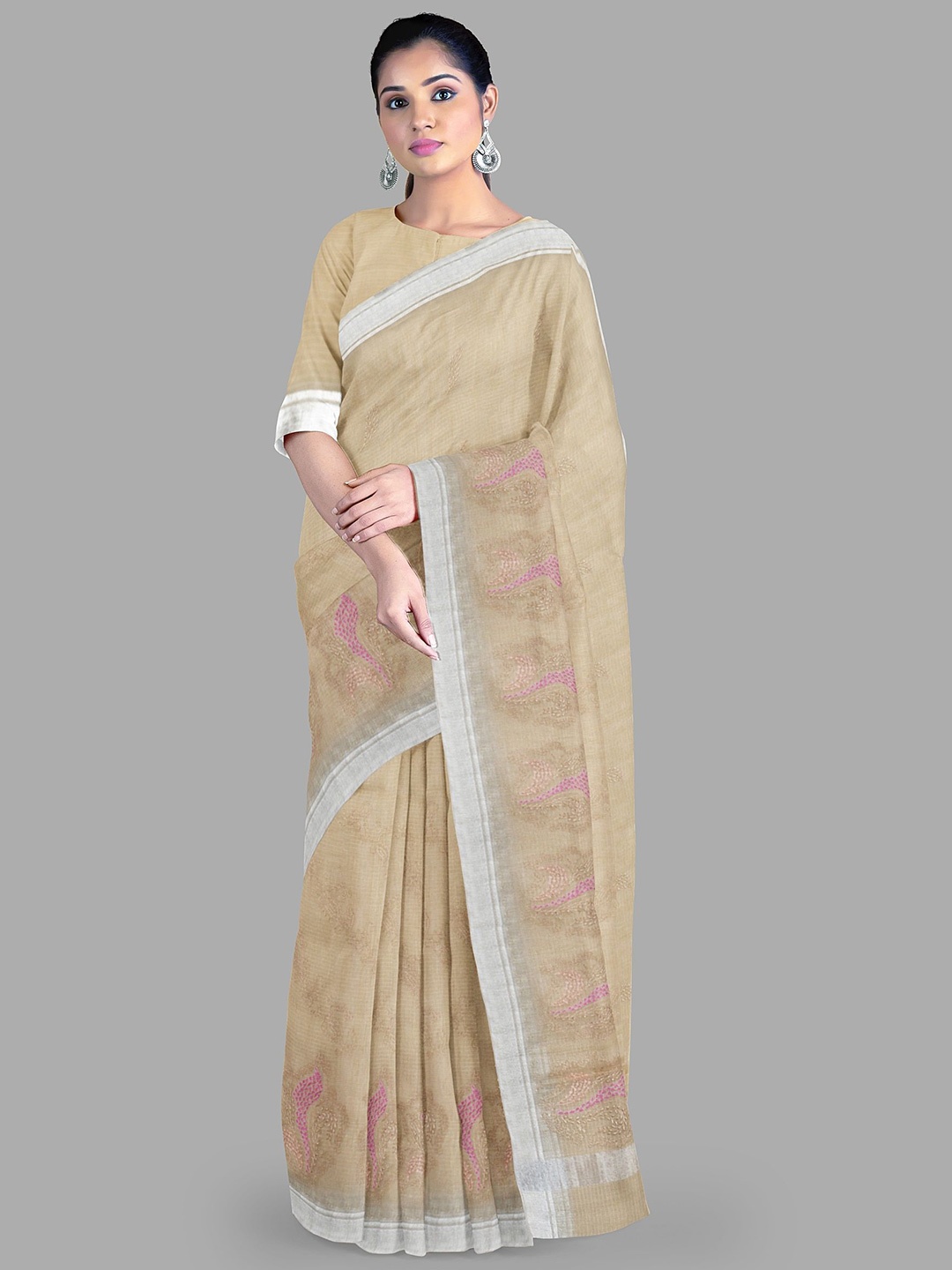 

The Chennai Silks Floral Kota Saree, Beige