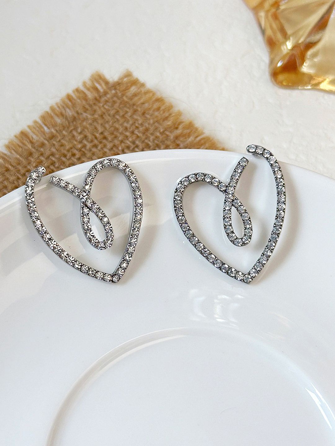 

VAGHBHATT Heart Shaped Studs Earrings, Silver