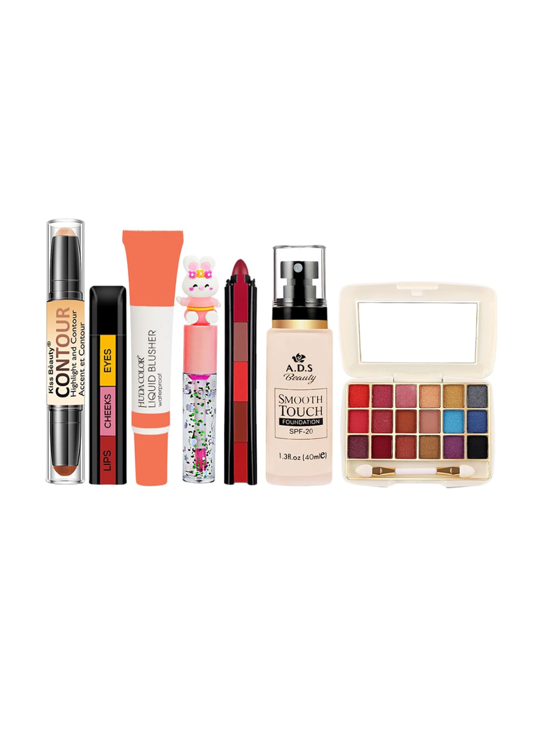 

A.D.S Set Of 7 Full Face Glam Complete Makeup Combo Kit - 100gm, Multi