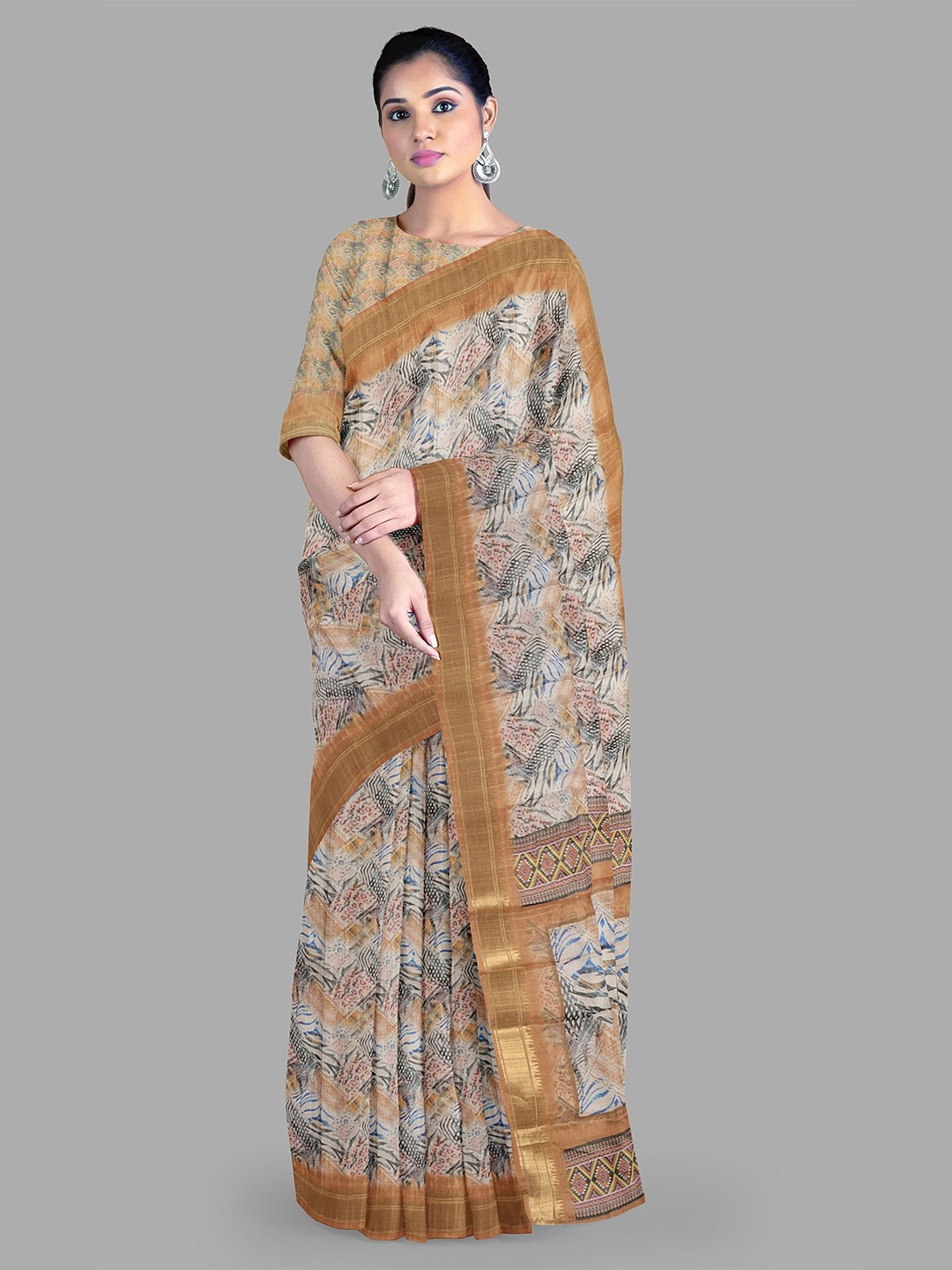 

The Chennai Silks Abstract Zari Saree, Off white