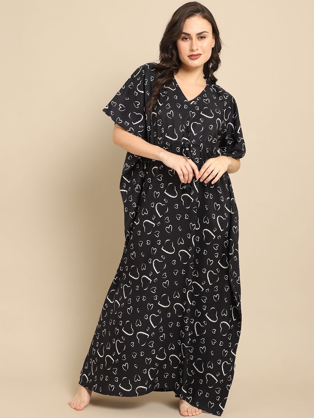 

Boston Club Printed Maxi Nightdress, Black