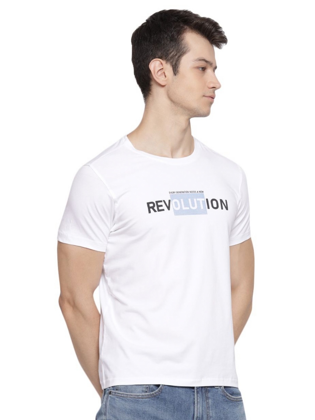 

Turtle Men Typography Printed Round Neck Pure Cotton Slim Fit T-shirt, White