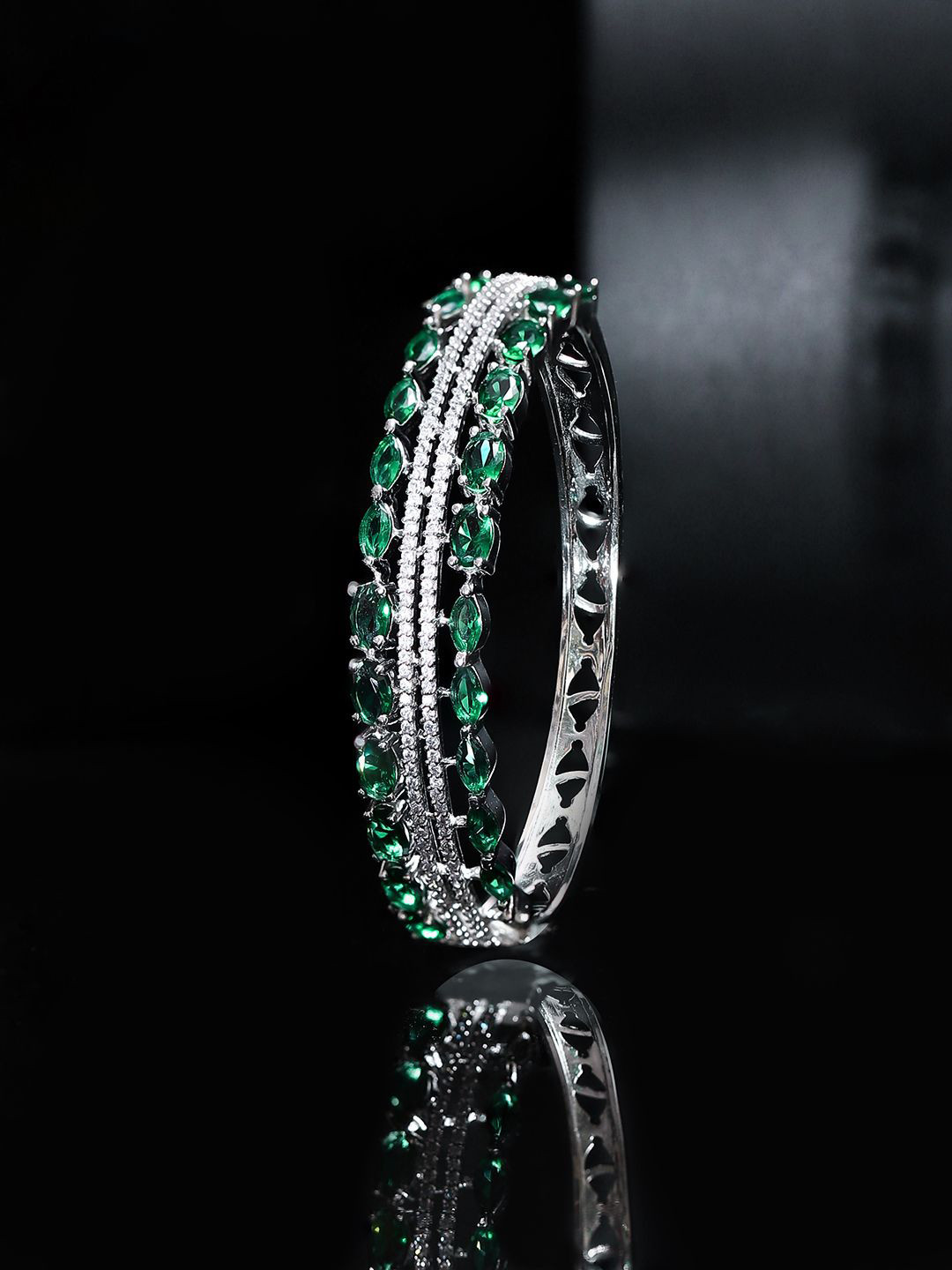 

Priyaasi Silver Plated American Diamond Silver Plated Wraparound Bracelet