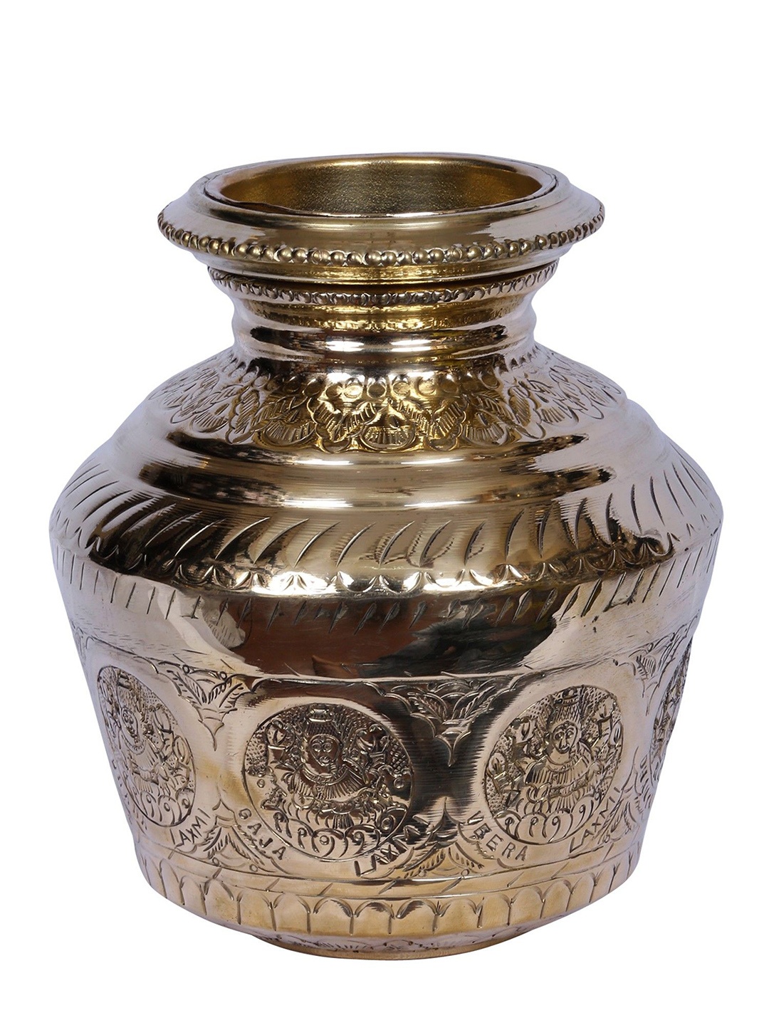 

Exotic India Brass Ashta Lakshmi Kalash, Gold
