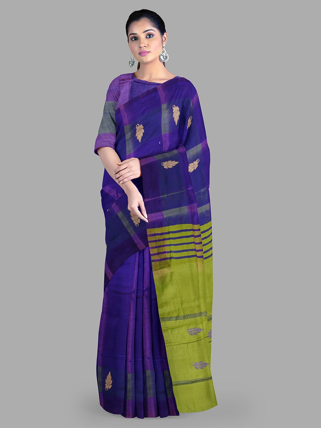 

The Chennai Silks Ethnic Motifs Bhagalpuri Saree with blouse piece, Violet