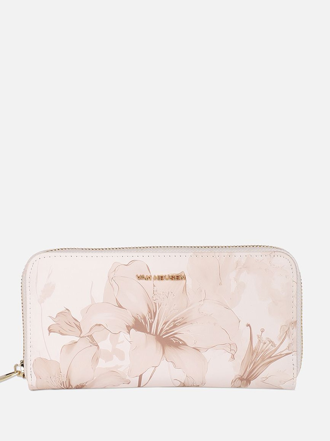 

Van Heusen Woman Women Floral Printed Leather Zip Around Wallet, Beige